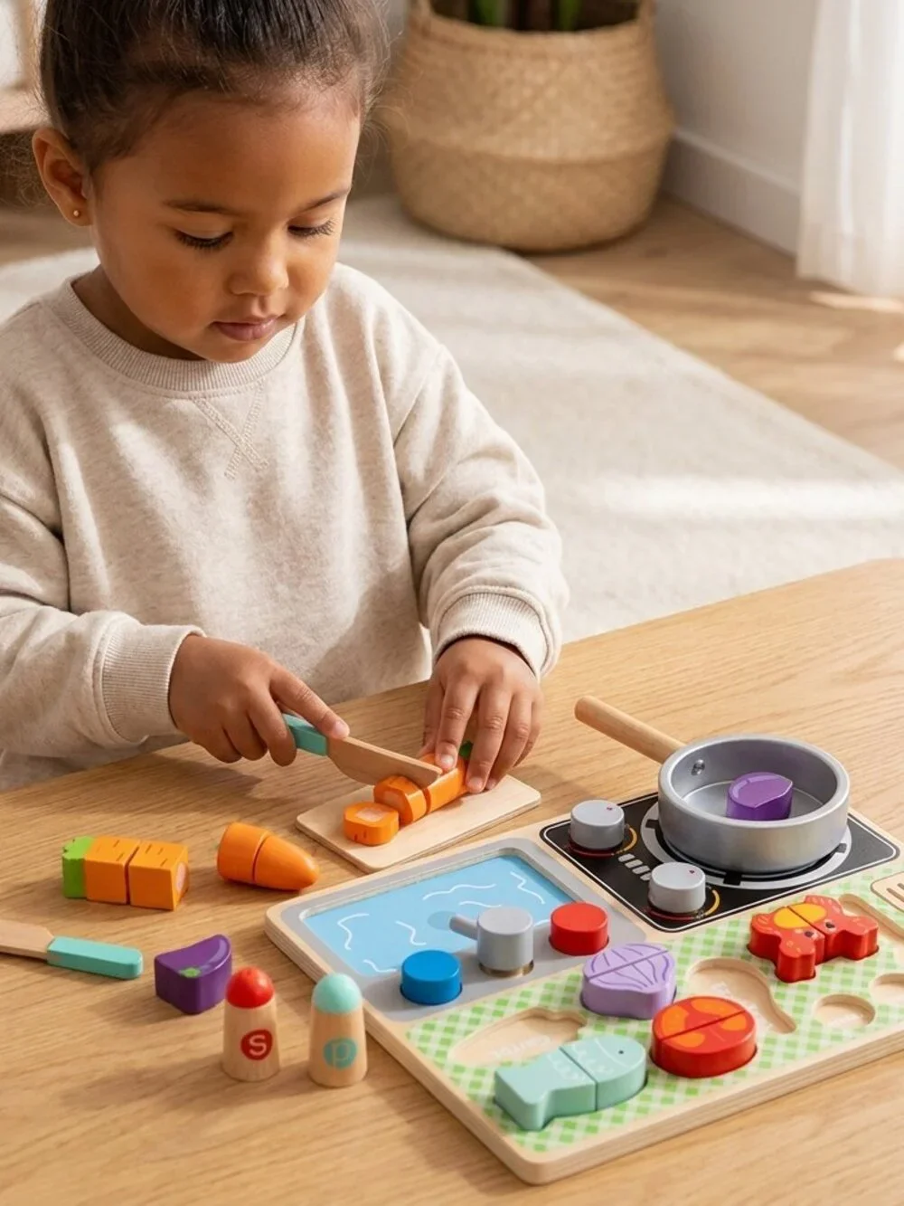 NEW Montessori Wooden Kitchen Play Set Pretend Cooking Toy Kids Gift